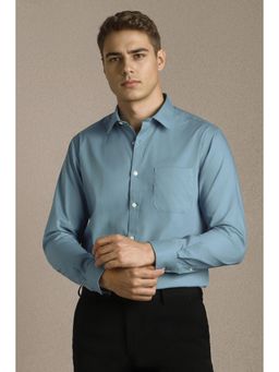 Louis Philippe - Men Light Blue Solid Full Sleeves Formal Shirt