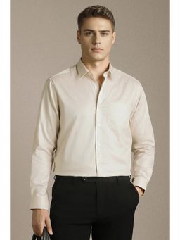 Louis Philippe - Men Cream Textured Full Sleeves Formal Shirt