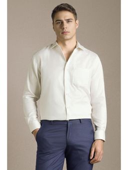 Louis Philippe - Men White Textured Full Sleeves Formal Shirt