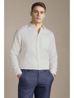 Louis Philippe - Men White Textured Full Sleeves Formal Shirt
