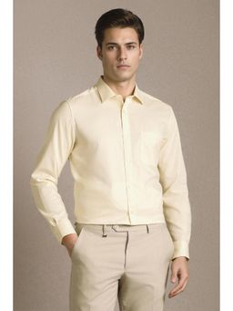Louis Philippe - Men Yellow Solid Full Sleeves Formal Shirt