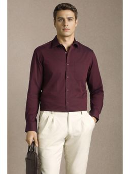 Louis Philippe - Men Maroon Solid Full Sleeves Formal Shirt