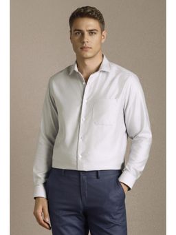 Louis Philippe - Men Purple Textured Full Sleeves Formal Shirt