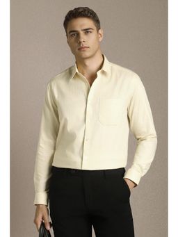 Louis Philippe - Men Yellow Textured Full Sleeves Formal Shirt