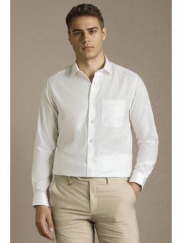 Louis Philippe - Men White Textured Full Sleeves Formal Shirt