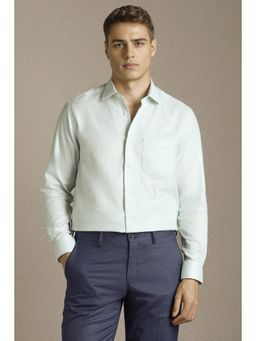 Louis Philippe - Men Green Solid Full Sleeves Formal Shirt