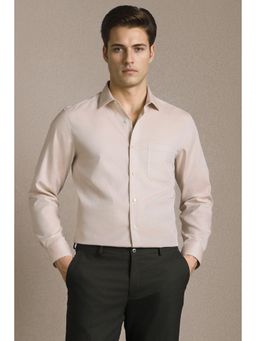 Louis Philippe - Men Beige Textured Full Sleeves Formal Shirt
