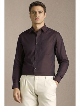 Louis Philippe - Men Purple Textured Full Sleeves Formal Shirt