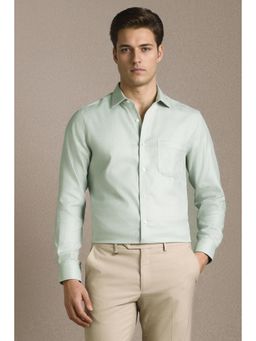 Louis Philippe - Men Green Textured Full Sleeves Formal Shirt