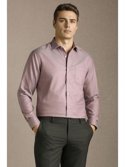 Louis Philippe - Men Peach Solid Full Sleeves Formal Shirt