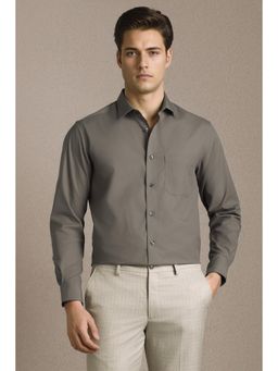 Louis Philippe - Men Grey Solid Full Sleeves Formal Shirt