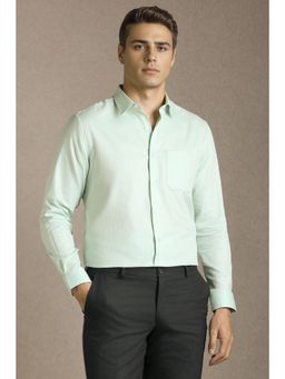 Louis Philippe - Men Green Textured Full Sleeves Formal Shirt