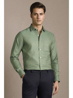 Louis Philippe - Men Green Solid Full Sleeves Formal Shirt