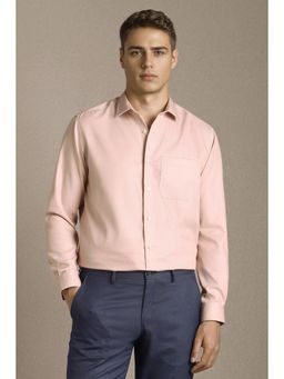 Louis Philippe - Men Pink Solid Full Sleeves Formal Shirt