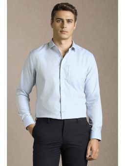 Louis Philippe - Men Light Blue Textured Full Sleeves Formal Shirt