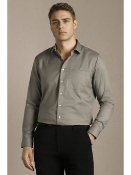 Louis Philippe - Men Grey Textured Full Sleeves Formal Shirt