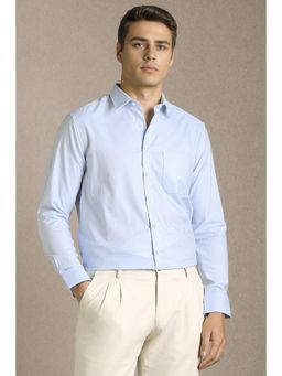 Louis Philippe - Men Light Blue Textured Full Sleeves Formal Shirt