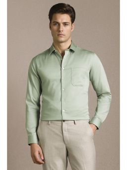 Louis Philippe - Men Green Solid Full Sleeves Formal Shirt