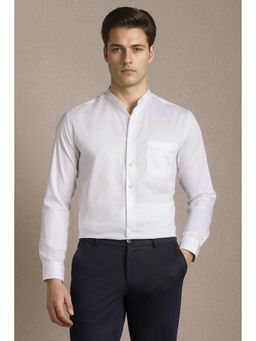 Louis Philippe - Men White Solid Full Sleeves Formal Shirt