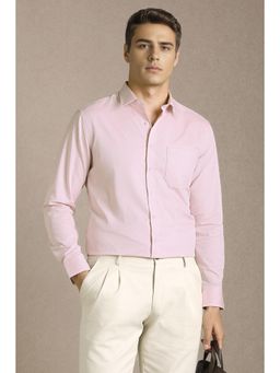 Louis Philippe - Men Pink Textured Full Sleeves Formal Shirt