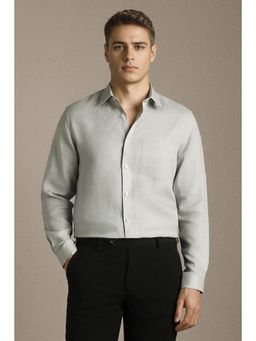 Louis Philippe - Men Grey Solid Full Sleeves Formal Shirt