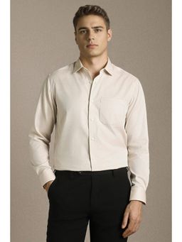 Louis Philippe - Men Beige Textured Full Sleeves Formal Shirt