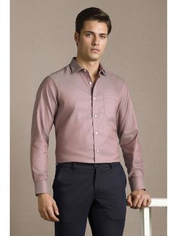 Louis Philippe - Men Pink Solid Full Sleeves Formal Shirt