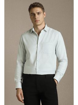 Louis Philippe - Men Light Blue Textured Full Sleeves Formal Shirt