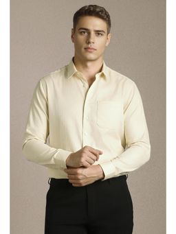 Louis Philippe - Men Yellow Textured Full Sleeves Formal Shirt