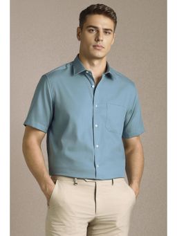 Louis Philippe - Men Light Blue Solid Half Sleeves Formal Shirt