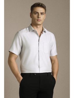 Louis Philippe - Men Purple Textured Half Sleeves Formal Shirt