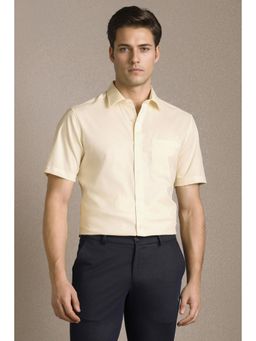 Louis Philippe - Men Cream Solid Half Sleeves Formal Shirt
