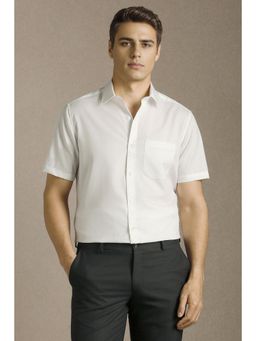 Louis Philippe - Men White Stripe Half Sleeves Formal Shirt