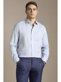 Louis Philippe - Men Light Blue Solid Full Sleeves Formal Shirt