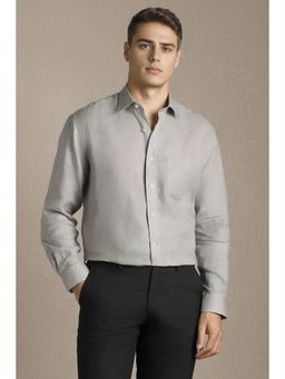Louis Philippe - Men Grey Solid Full Sleeves Formal Shirt