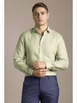Louis Philippe - Men Green Solid Full Sleeves Formal Shirt