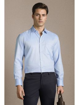 Louis Philippe - Men Light Blue Textured Full Sleeves Formal Shirt