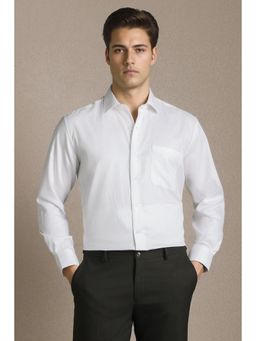 Louis Philippe - Men White Solid Full Sleeves Formal Shirt