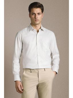 Louis Philippe - Men White Stripe Full Sleeves Formal Shirt