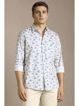Louis Philippe - Men White Print Full Sleeves Casual Shirt
