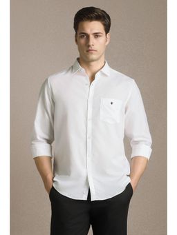 Louis Philippe - Men White Textured Full Sleeves Casual Shirt