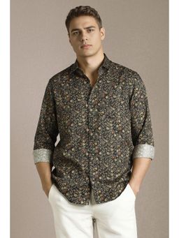 Louis Philippe - Men Black Print Full Sleeves Casual Shirt