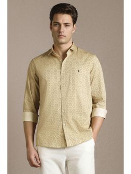 Louis Philippe - Men Beige Print Full Sleeves Casual Shirt