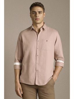 Louis Philippe - Men Pink Solid Full Sleeves Casual Shirt