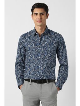 Peter England - Men Navy Slim Fit Full Sleeves Formal Shirt