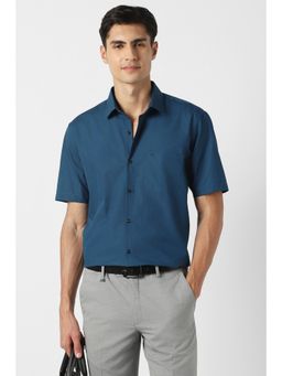 Peter England - Men Blue Nuvo Fit Half Sleeves Formal Shirt