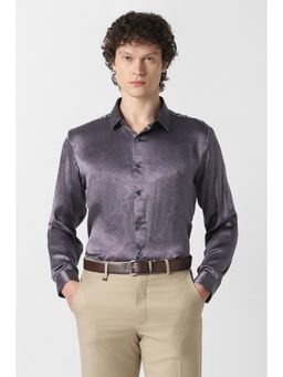 Van Heusen - Men Purple Print Full Sleeves Party Shirt