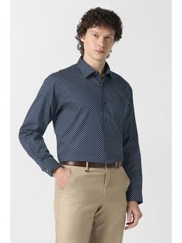 Van Heusen - Men Navy Print Full Sleeves Wedding Shirt