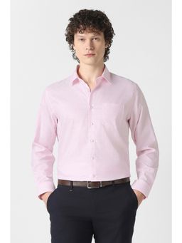 Van Heusen - Men Pink Textured Full Sleeves Formal Shirt