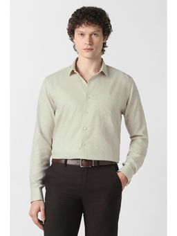 Van Heusen - Men Beige Textured Full Sleeves Formal Shirt